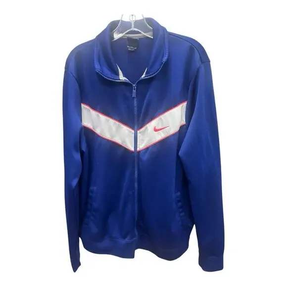 Nike Track Jacket Men's XL Blue Full Zip Vintage 80s Blue Tag Soccer Warm Up